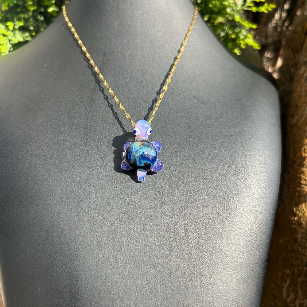 Blue Turtle Pendant Necklace